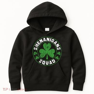 Shenanigans Squad Shamrocks Irish Funny St Patricks Day Kids Hoodie