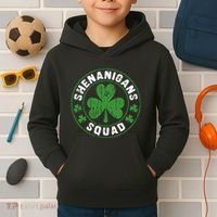 Shenanigans Squad Shamrocks Irish Funny St Patricks Day Kids Hoodie thumb 2