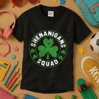 Shenanigans Squad Shamrocks Irish Funny St Patricks Day Kids T-Shirt thumb 3
