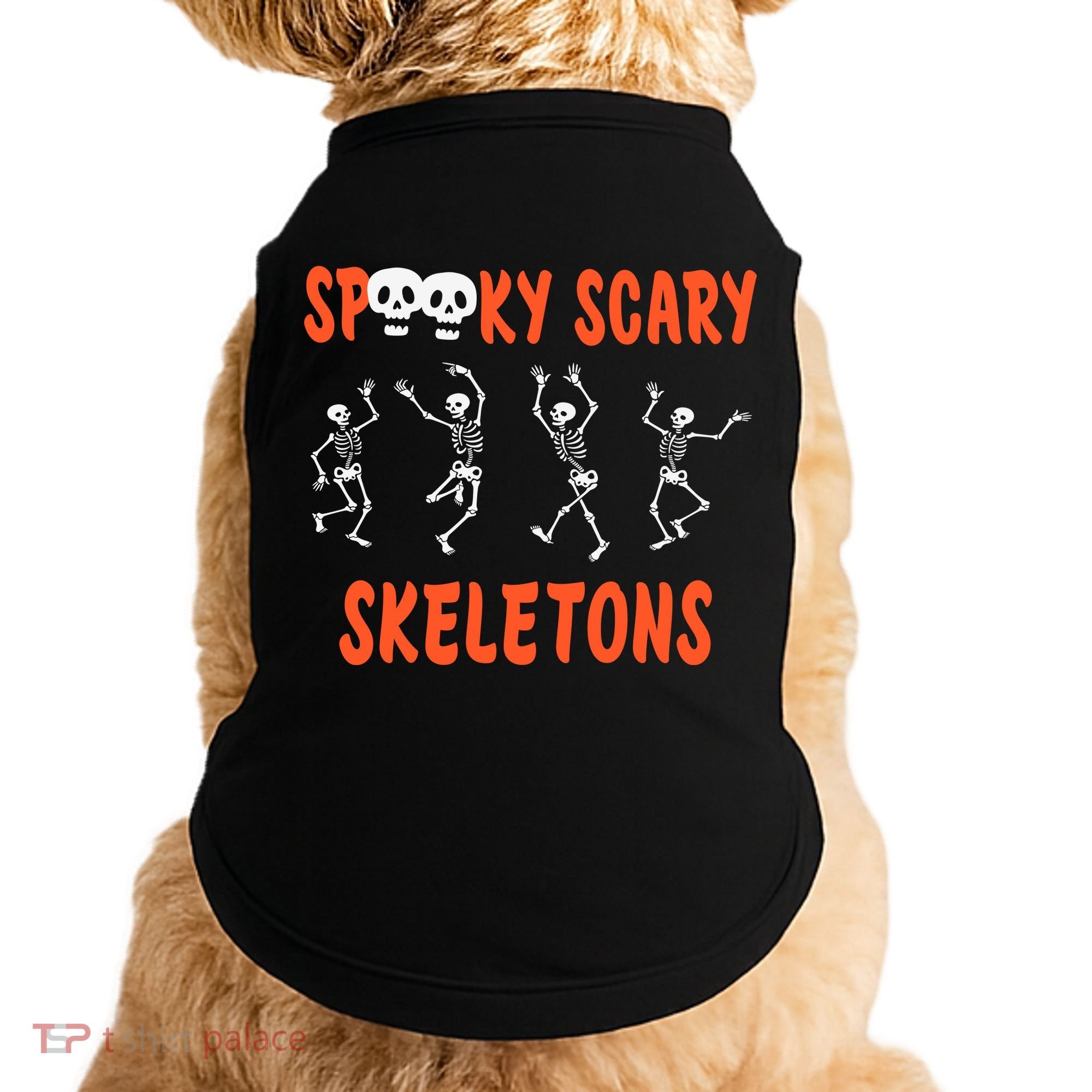 Spooky Scary Skeletons Dance Halloween Day Doggie Tank
