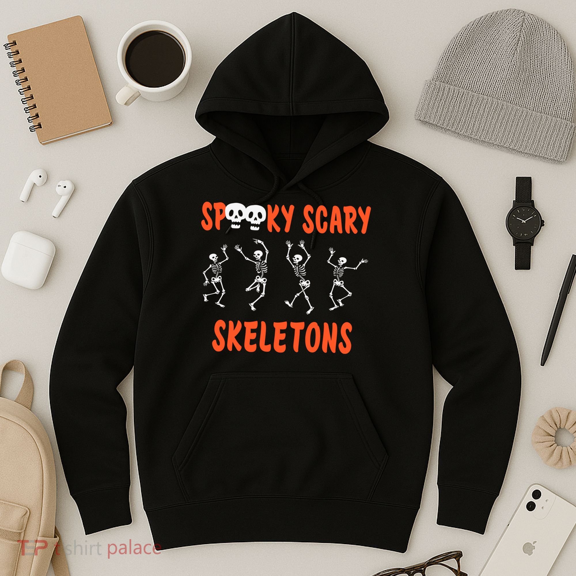 Spooky Scary Skeletons Dance Halloween Day Hoodie