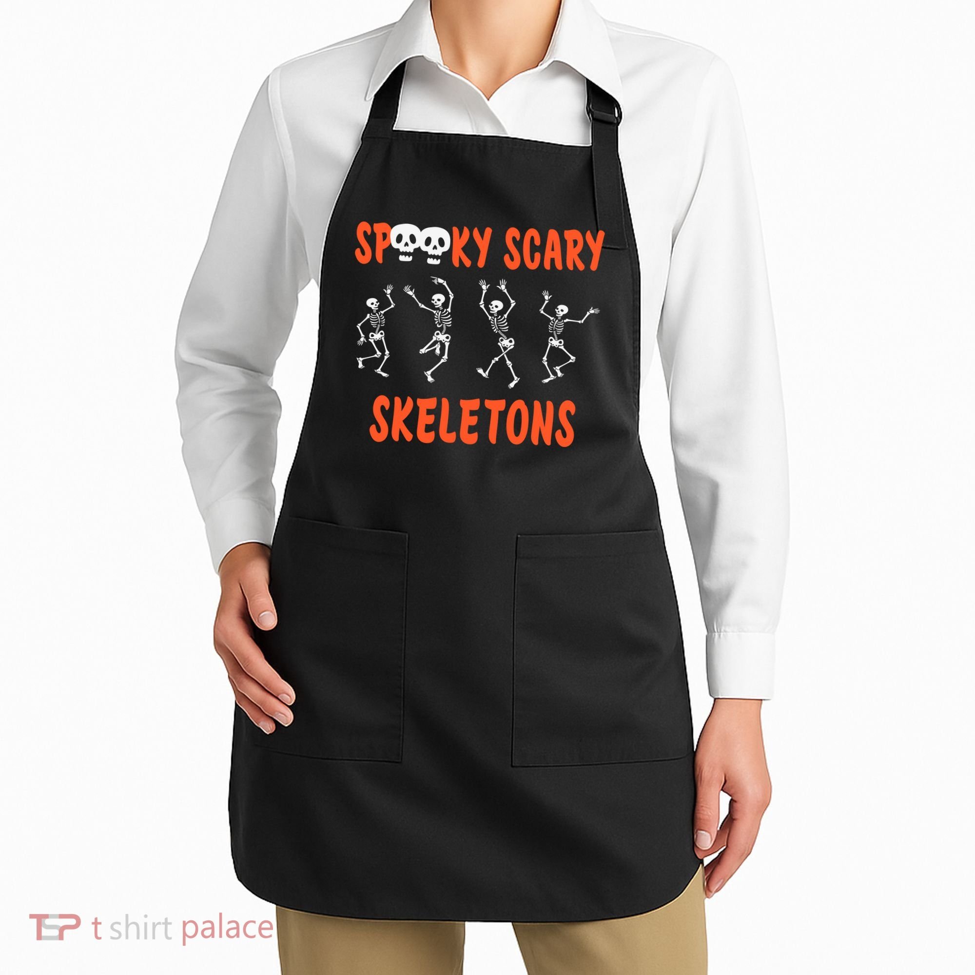 Spooky Scary Skeletons Dance Halloween Day Apron