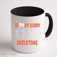 Spooky Scary Skeletons Dance Halloween Day Coffee Mug thumb 1