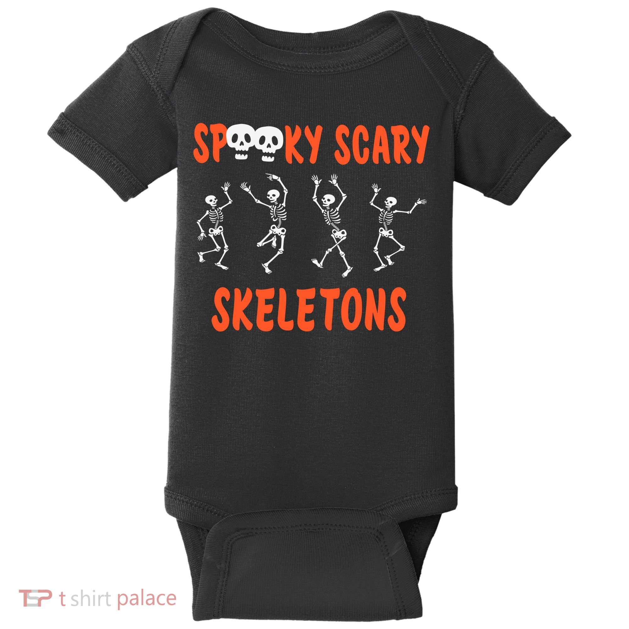 Spooky Scary Skeletons Dance Halloween Day Baby Bodysuit