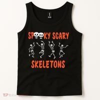 Spooky Scary Skeletons Dance Halloween Day Tank Top thumb 2
