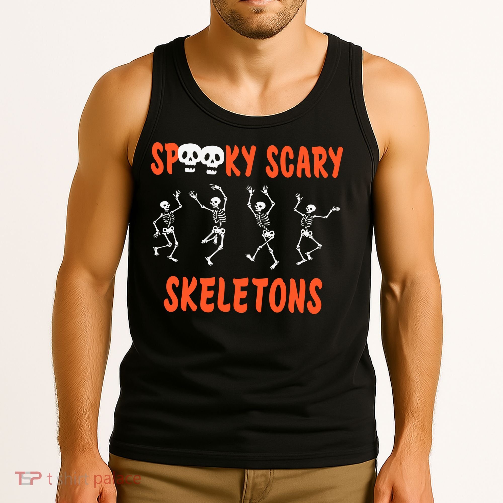 Spooky Scary Skeletons Dance Halloween Day Tank Top