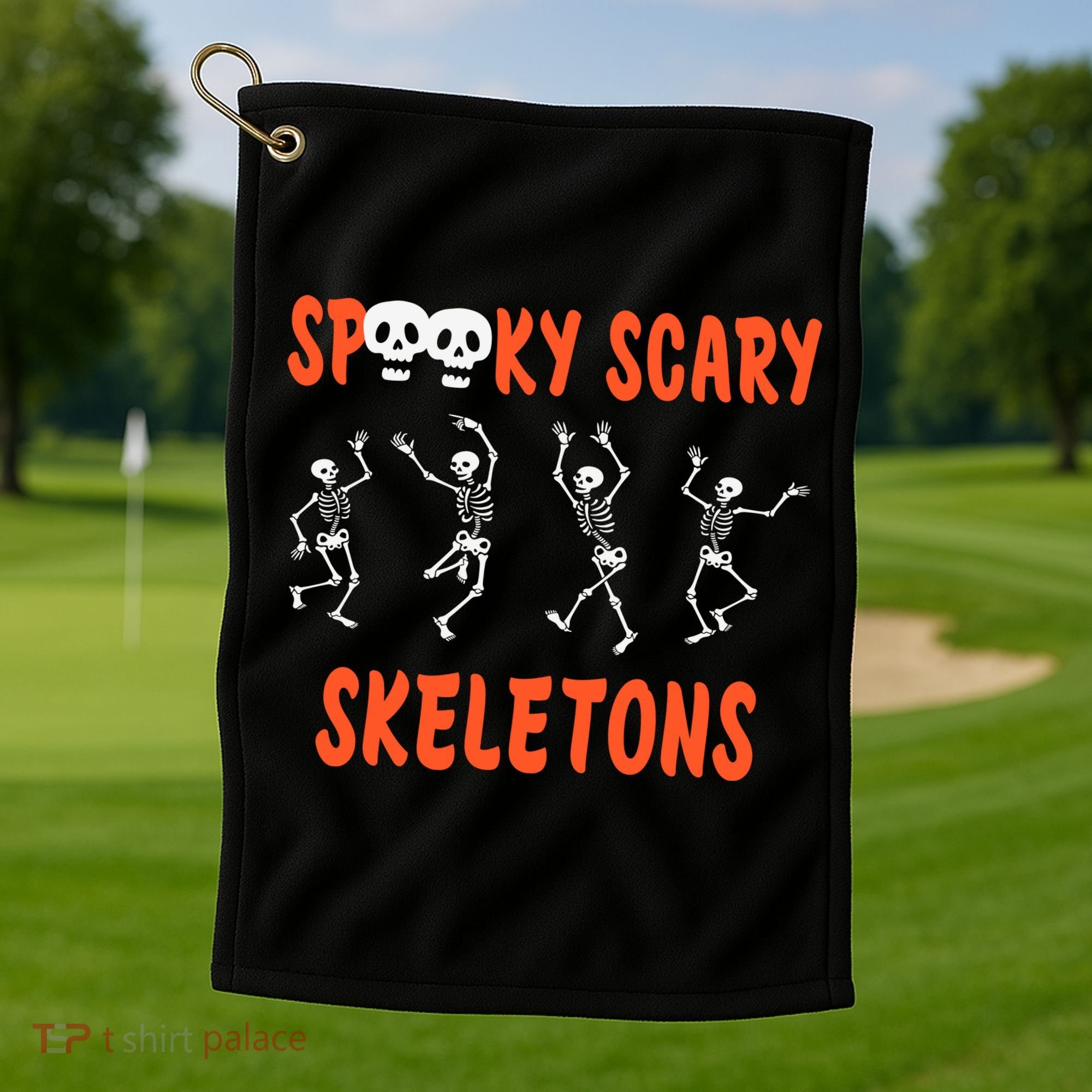 Spooky Scary Skeletons Dance Halloween Day Golf Towel