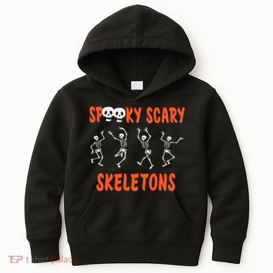Spooky Scary Skeletons Dance Halloween Day Kids Hoodie