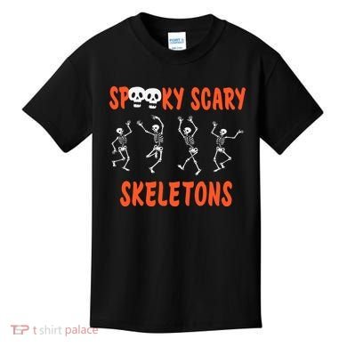 Spooky Scary Skeletons Dance Halloween Day Kids T-Shirt