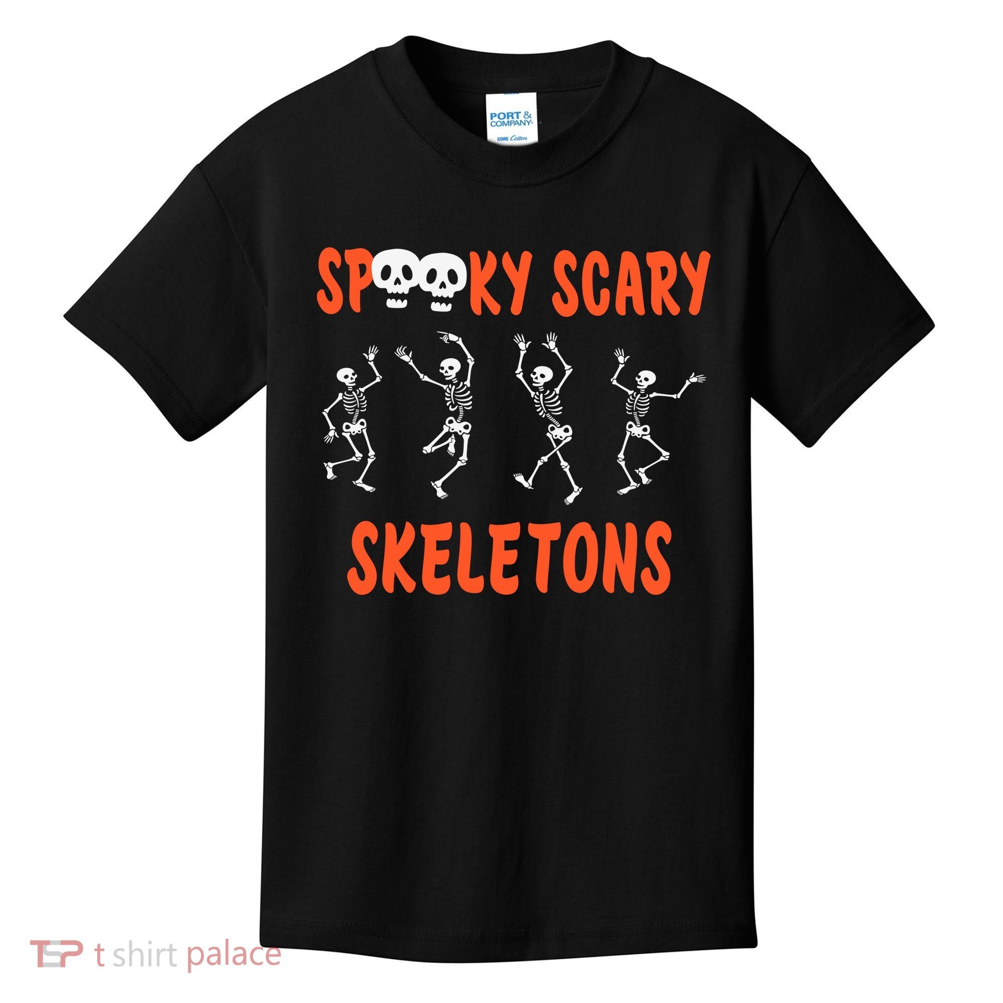 Spooky Scary Skeletons Dance Halloween Day Kids T-Shirt