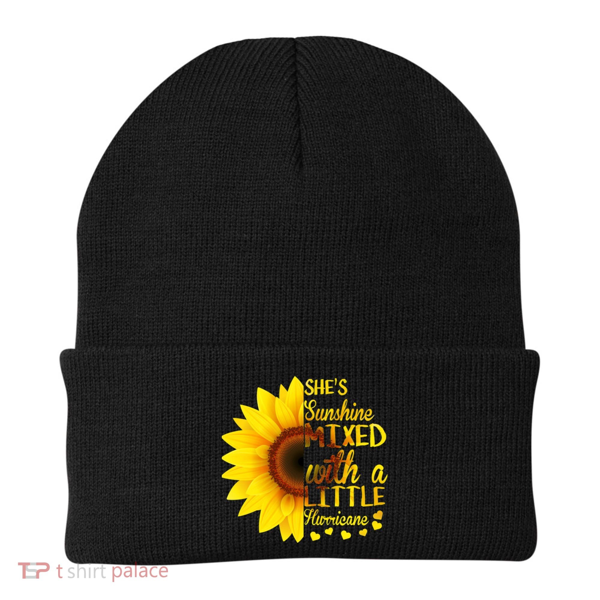 She Sunflower Sunshine Mixed With A Little Hurricane Gift Beanie
