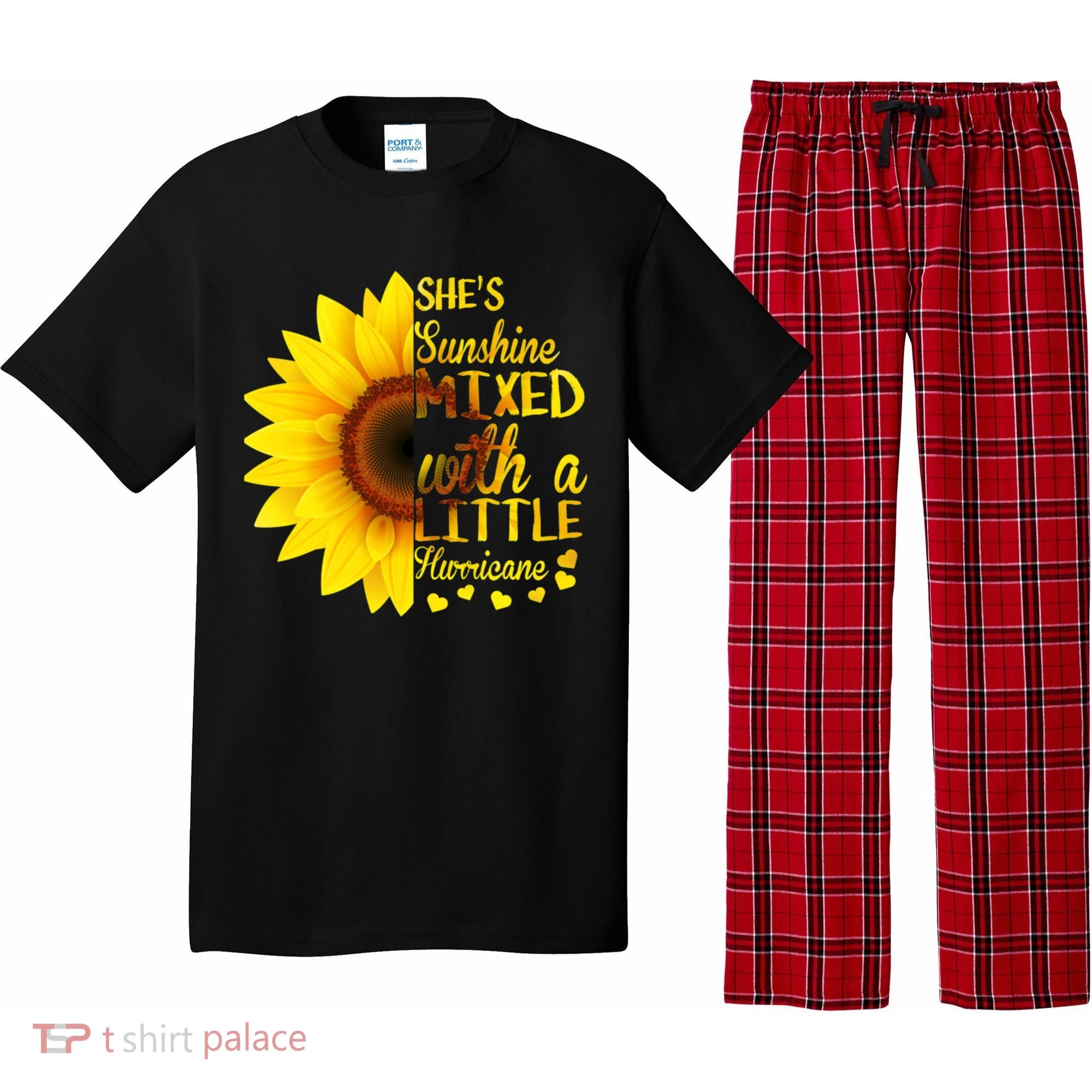 She Sunflower Sunshine Mixed With A Little Hurricane Gift Pajama Set