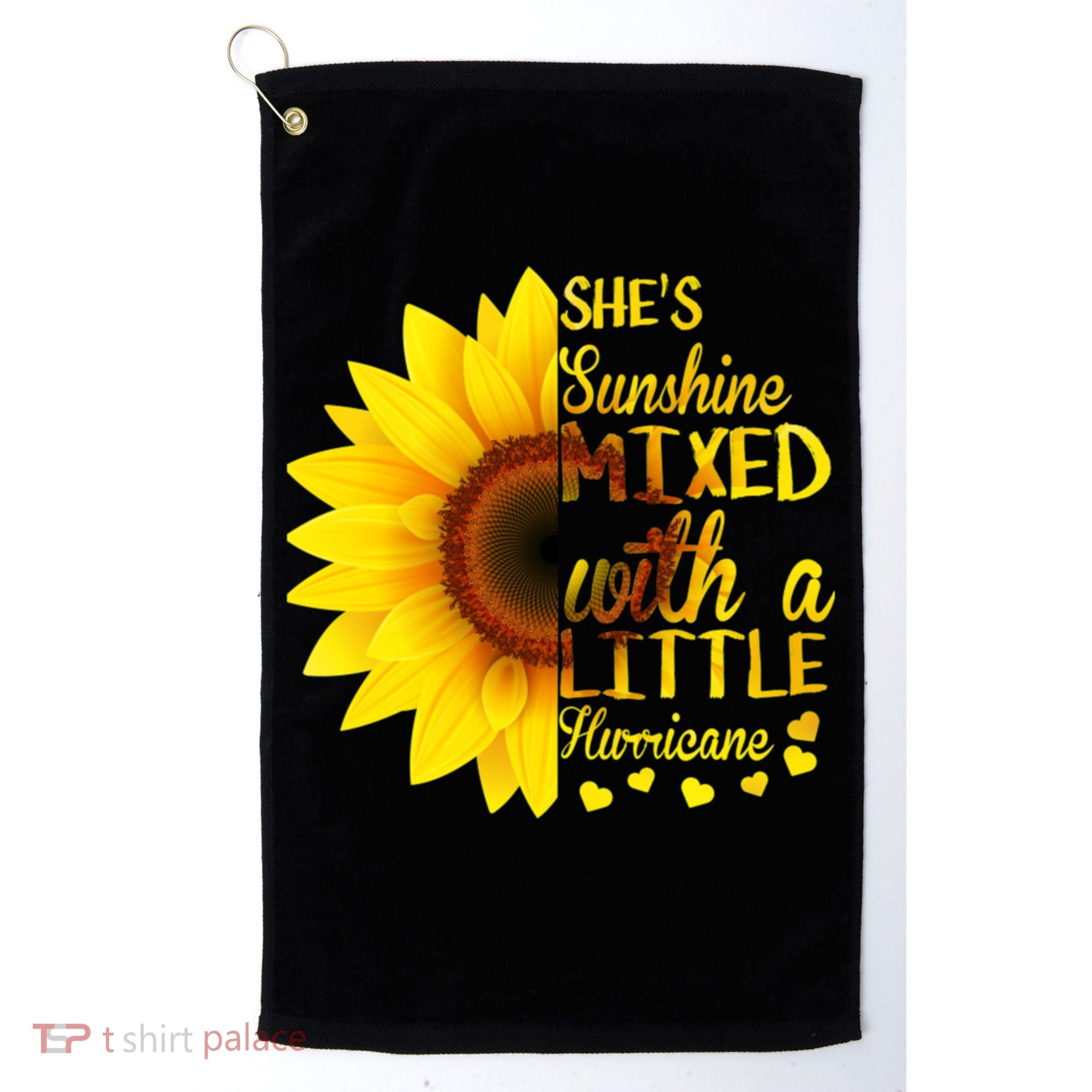 She Sunflower Sunshine Mixed With A Little Hurricane Gift Golf Towel