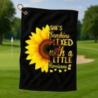 She Sunflower Sunshine Mixed With A Little Hurricane Gift Golf Towel thumb 1