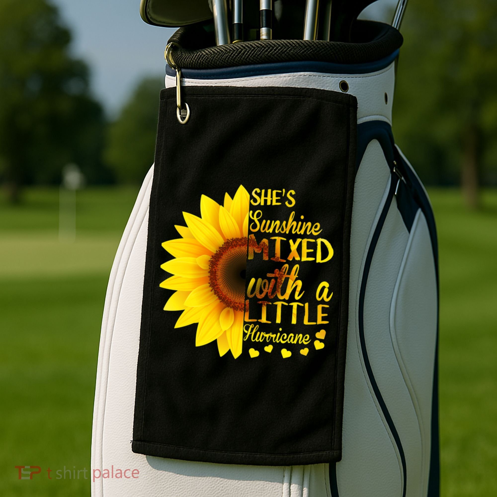 She Sunflower Sunshine Mixed With A Little Hurricane Gift Golf Towel