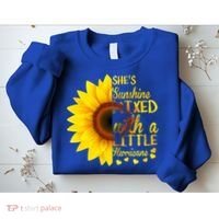 She Sunflower Sunshine Mixed With A Little Hurricane Gift Sweatshirt thumb 2