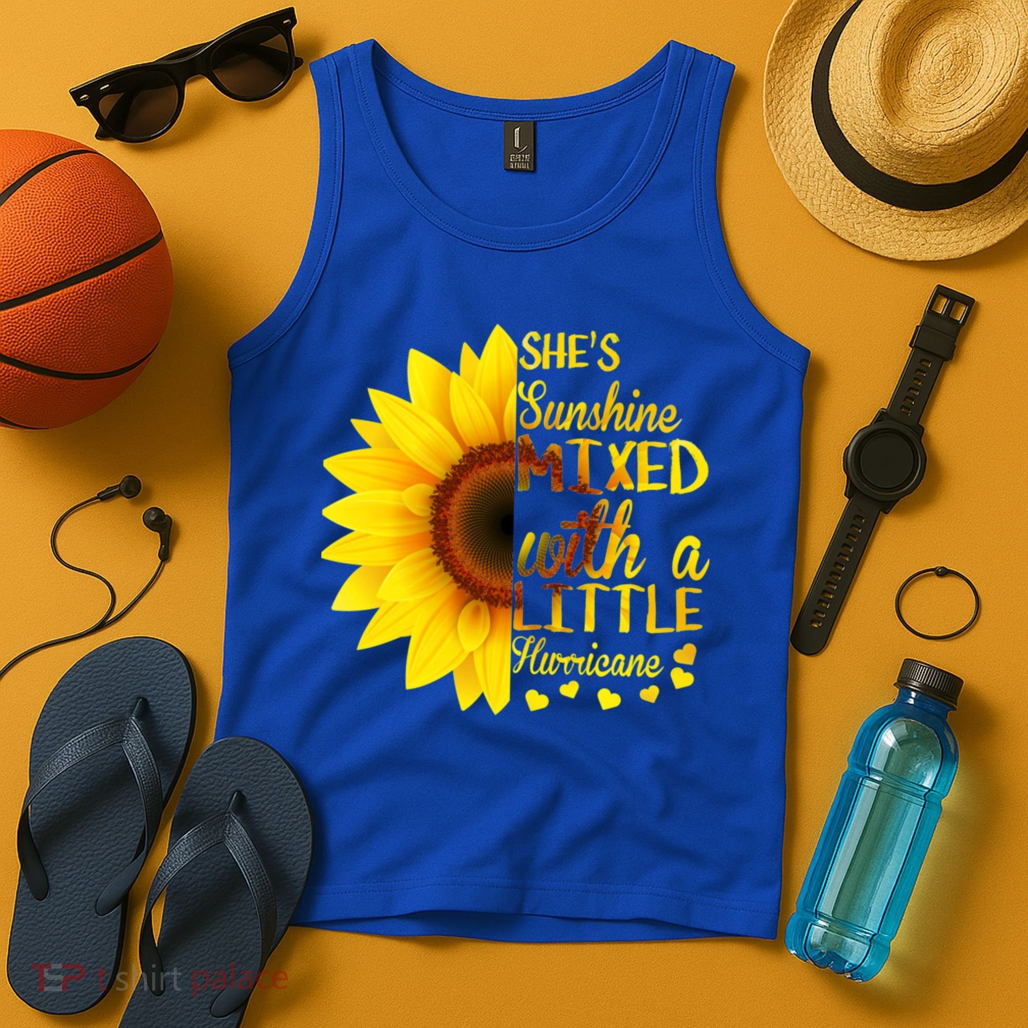 She Sunflower Sunshine Mixed With A Little Hurricane Gift Tank Top