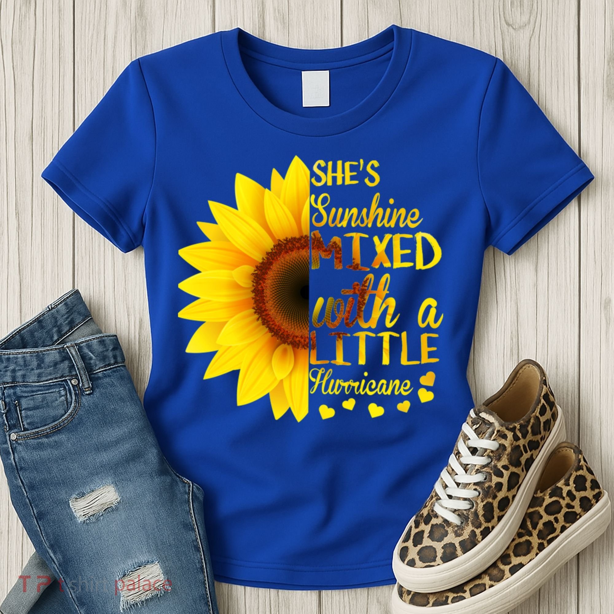 She Sunflower Sunshine Mixed With A Little Hurricane Gift Women's T-Shirt