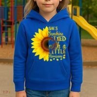She Sunflower Sunshine Mixed With A Little Hurricane Gift Kids Hoodie thumb 3