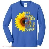 She Sunflower Sunshine Mixed With A Little Hurricane Gift Kids Long Sleeve Shirt thumb 0