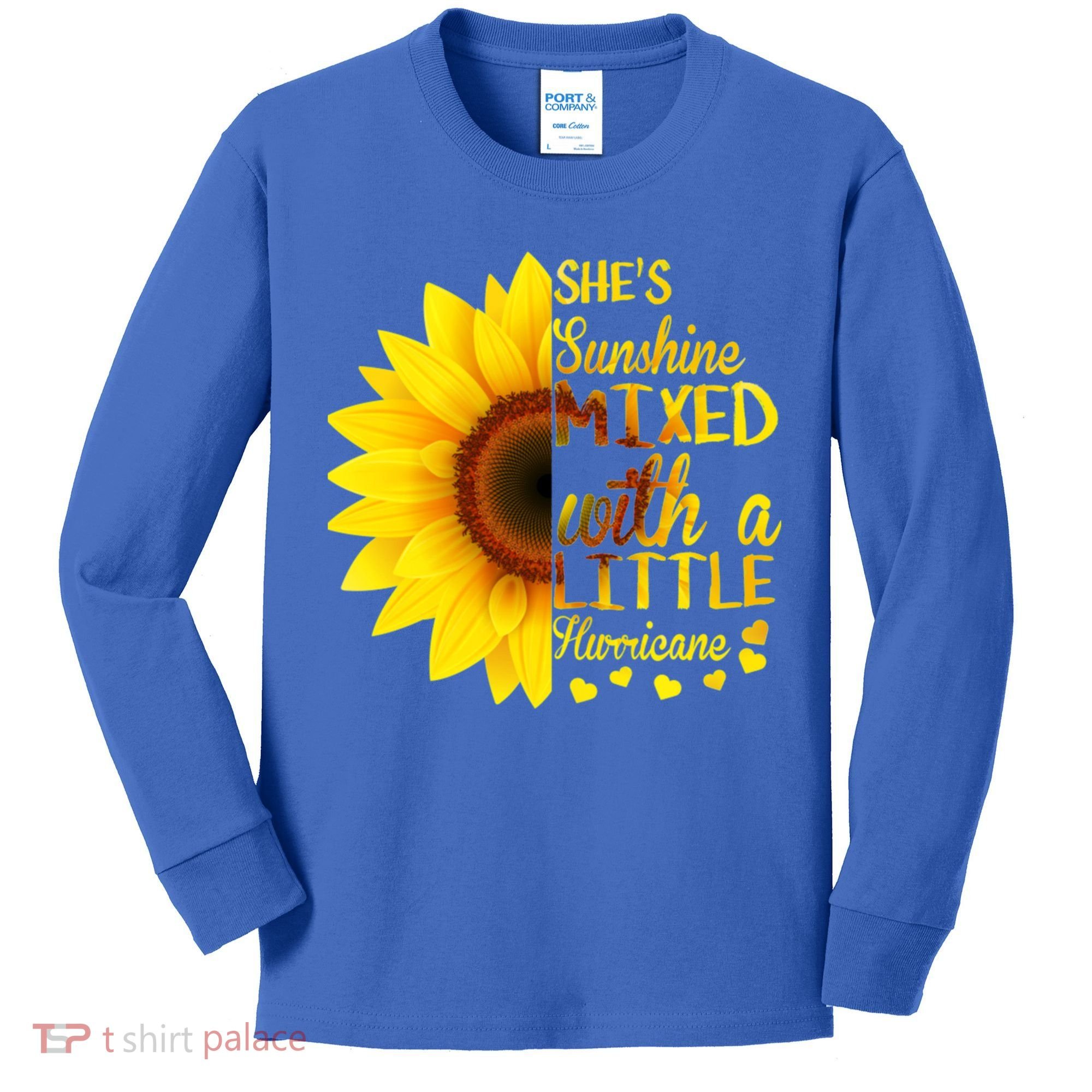 She Sunflower Sunshine Mixed With A Little Hurricane Gift Kids Long Sleeve Shirt