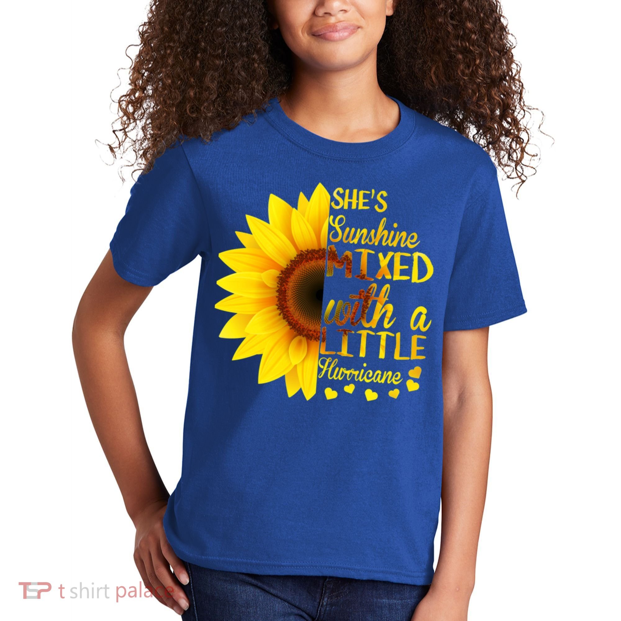 She Sunflower Sunshine Mixed With A Little Hurricane Gift Kids T-Shirt