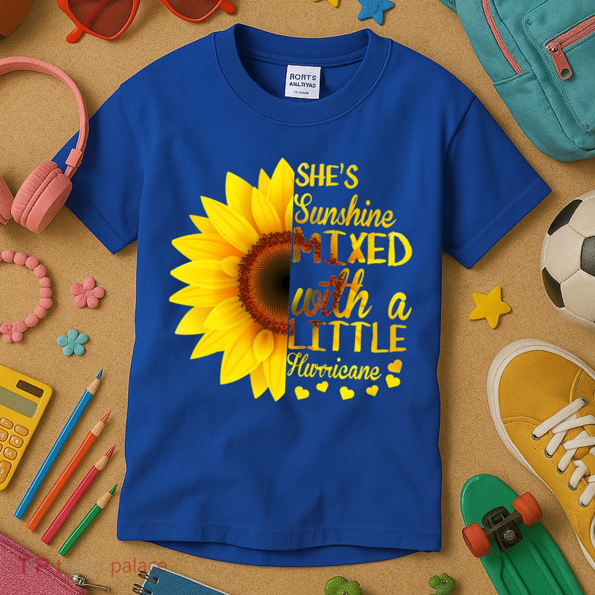 She Sunflower Sunshine Mixed With A Little Hurricane Gift Kids T-Shirt