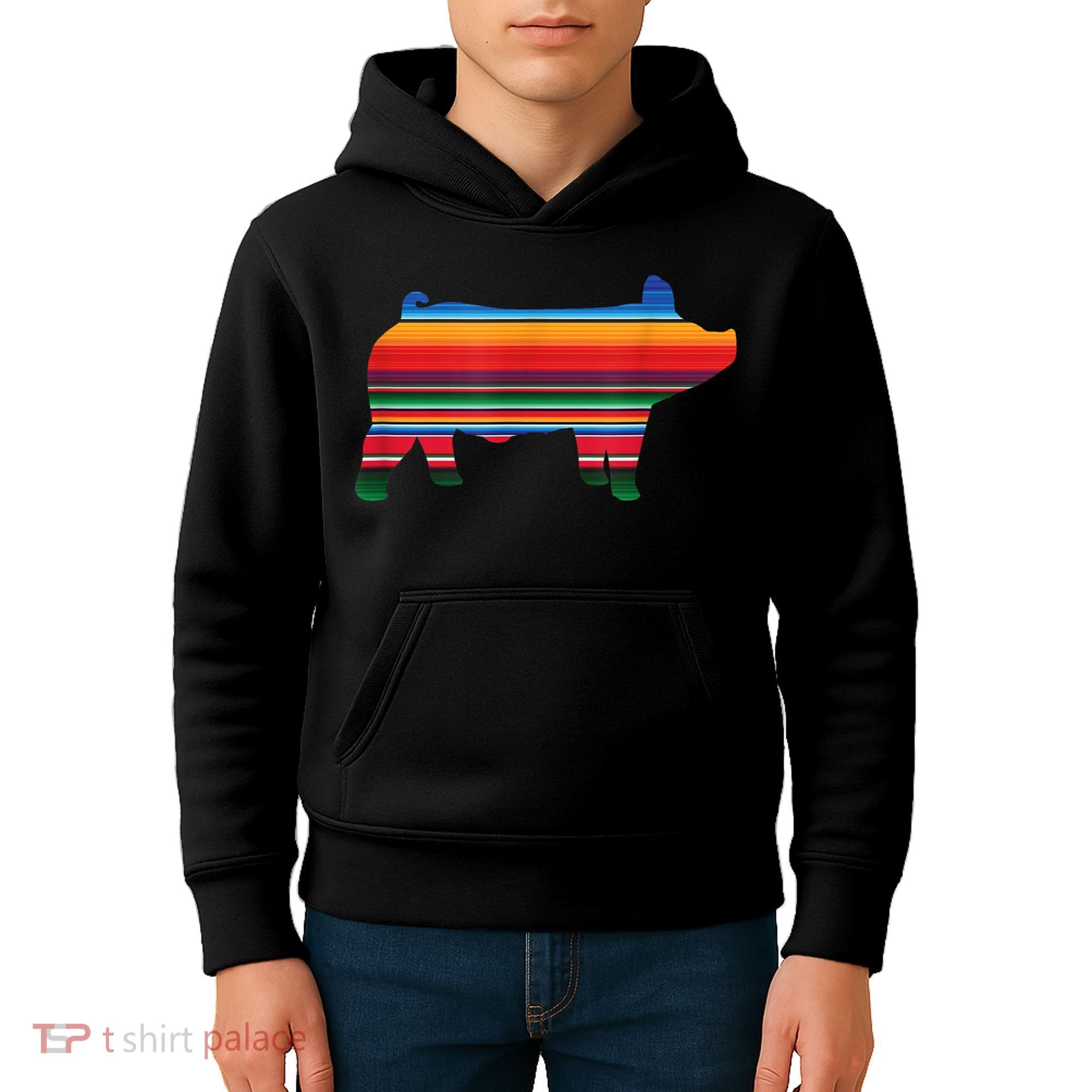 Show Swine Serape Pig Kids Hoodie