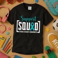 Support Squad Sexual Assault Awareness Month Support Victim Kids T-Shirt thumb 3