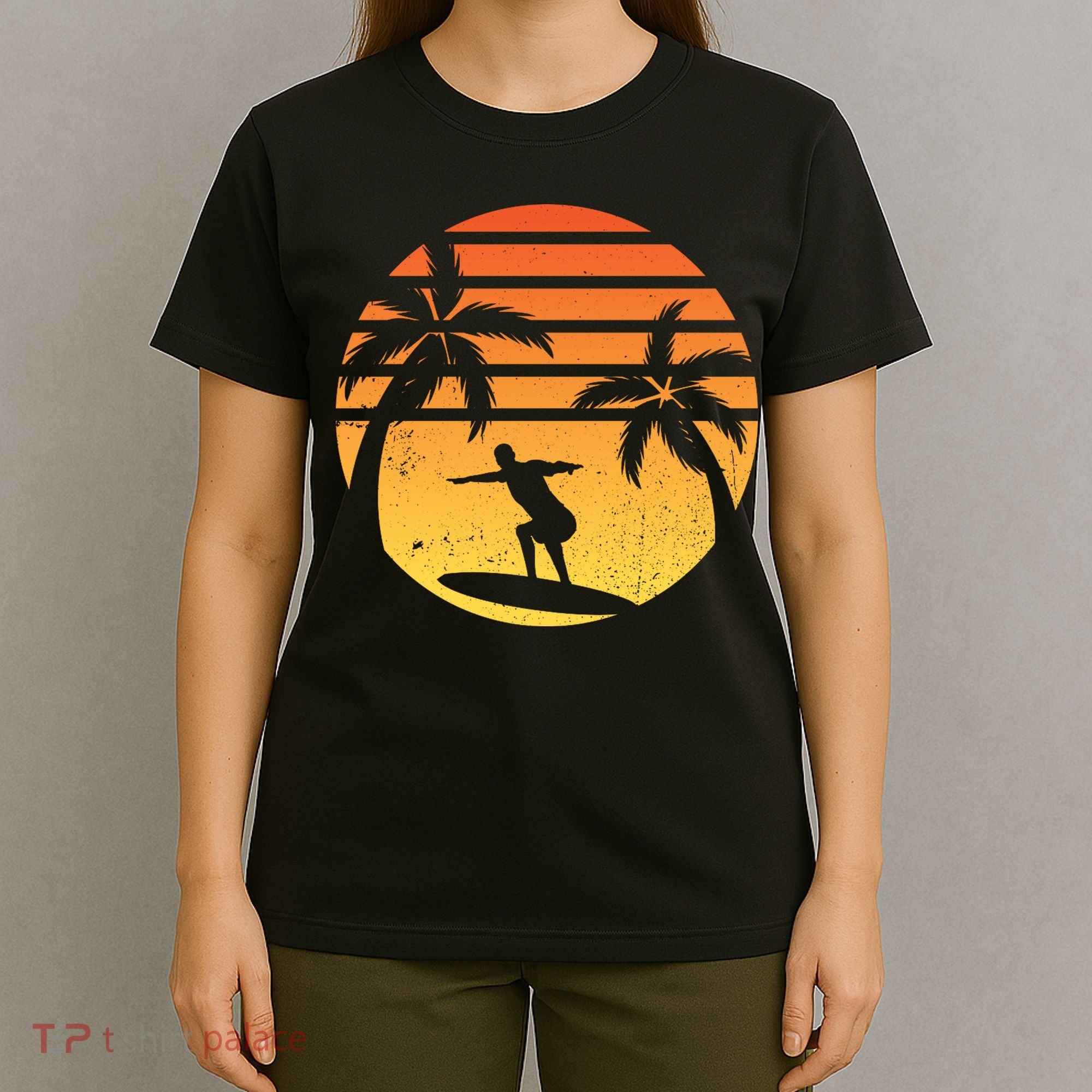 Summer Surf Sunset Retro T-Shirt