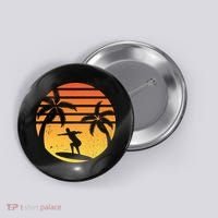 Summer Surf Sunset Retro Button thumb 0