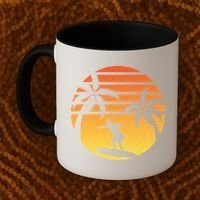 Summer Surf Sunset Retro Coffee Mug thumb 2