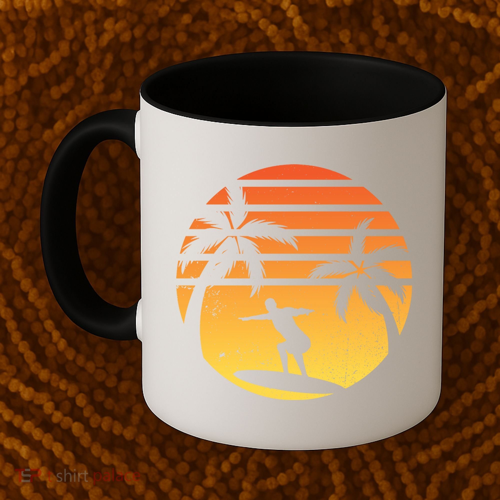 Summer Surf Sunset Retro Coffee Mug