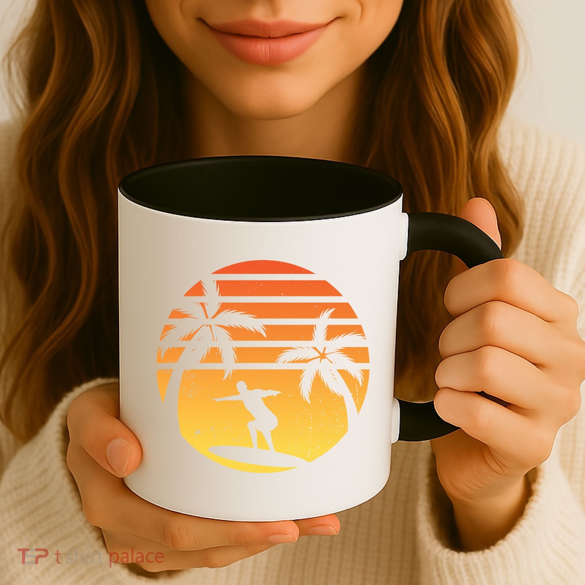 Summer Surf Sunset Retro Coffee Mug