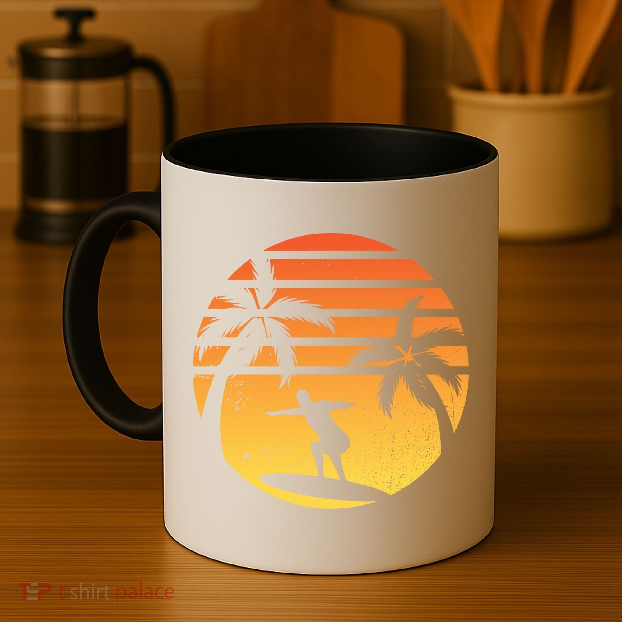 Summer Surf Sunset Retro Coffee Mug