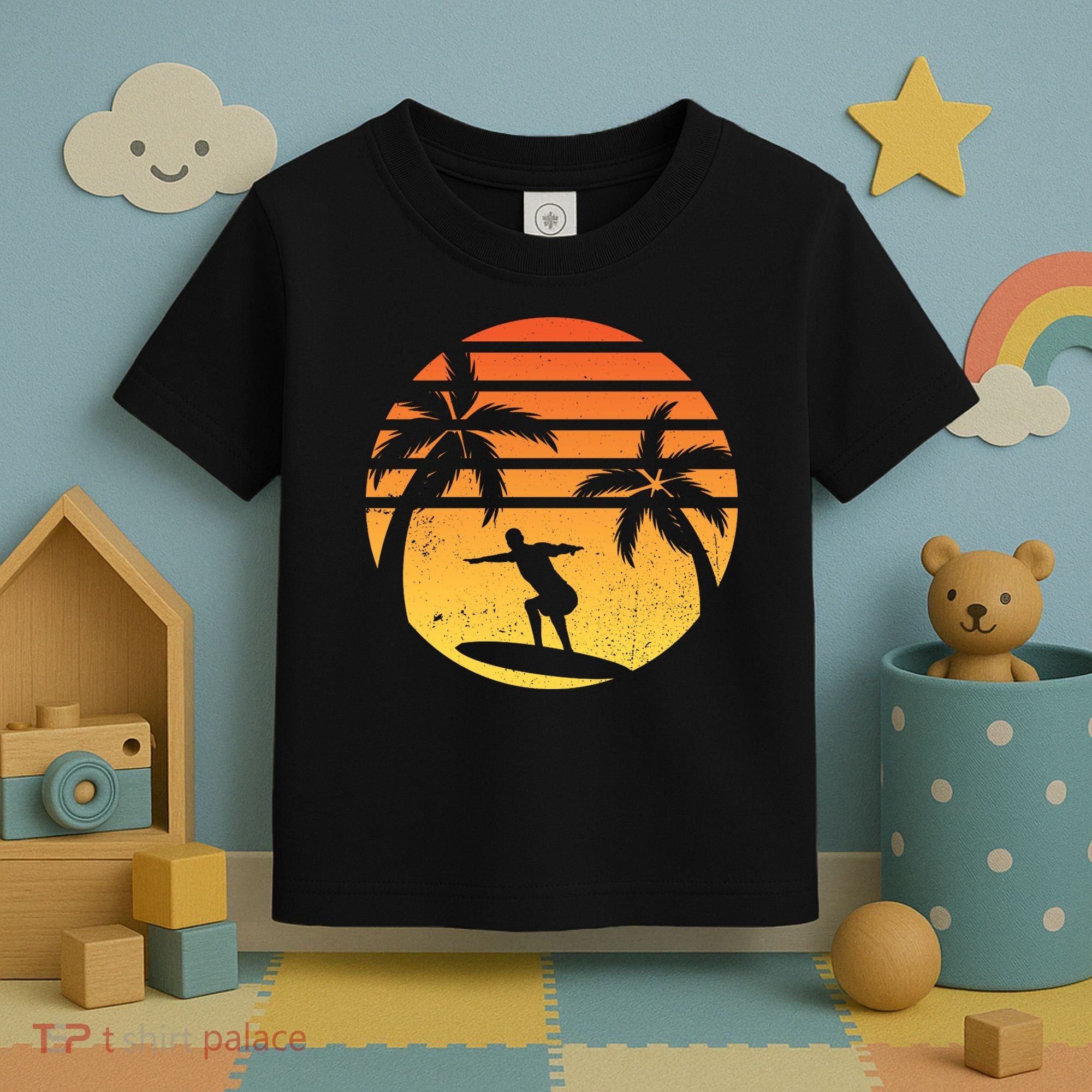 Summer Surf Sunset Retro Toddler T-Shirt