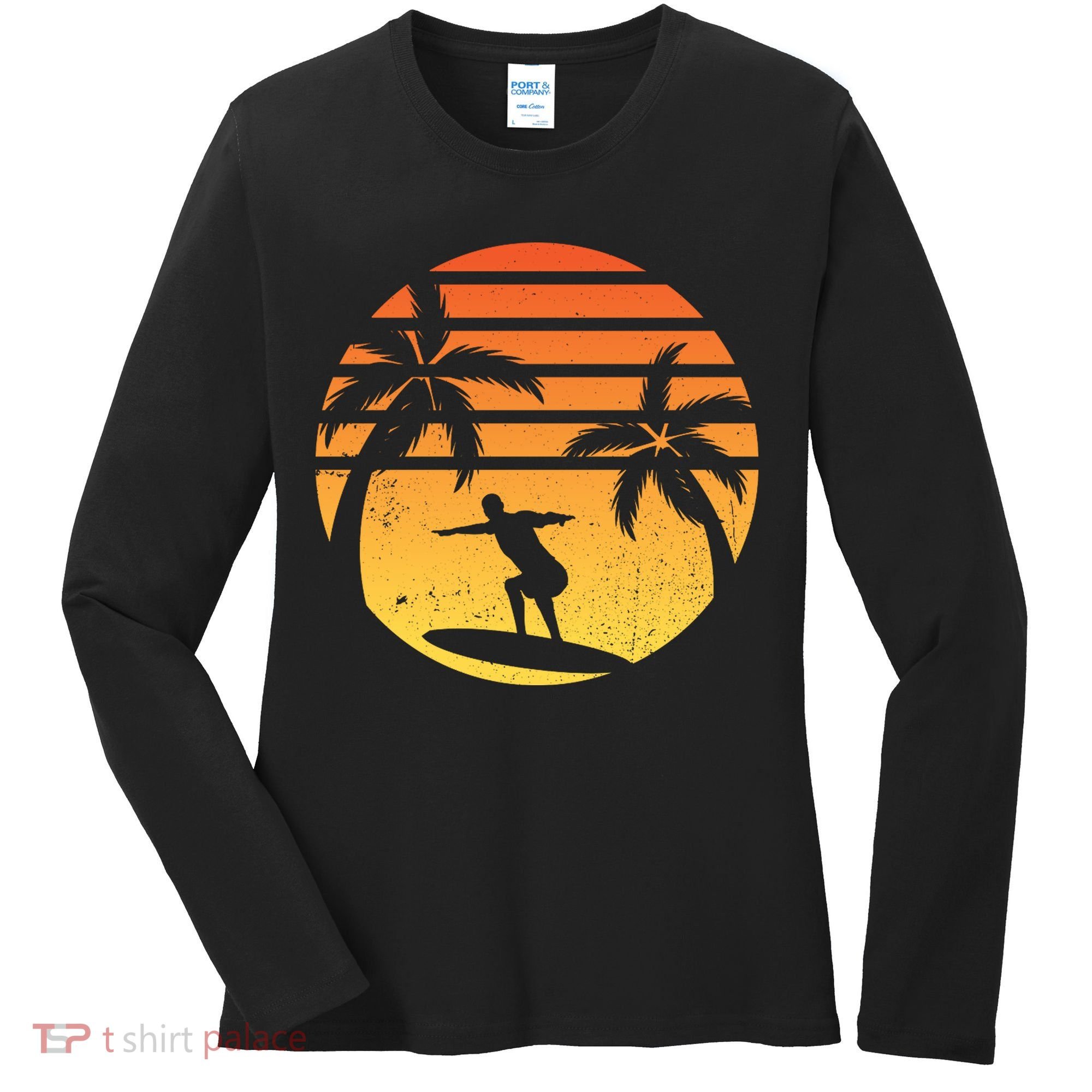 Summer Surf Sunset Retro Women's Long Sleeve Shirt