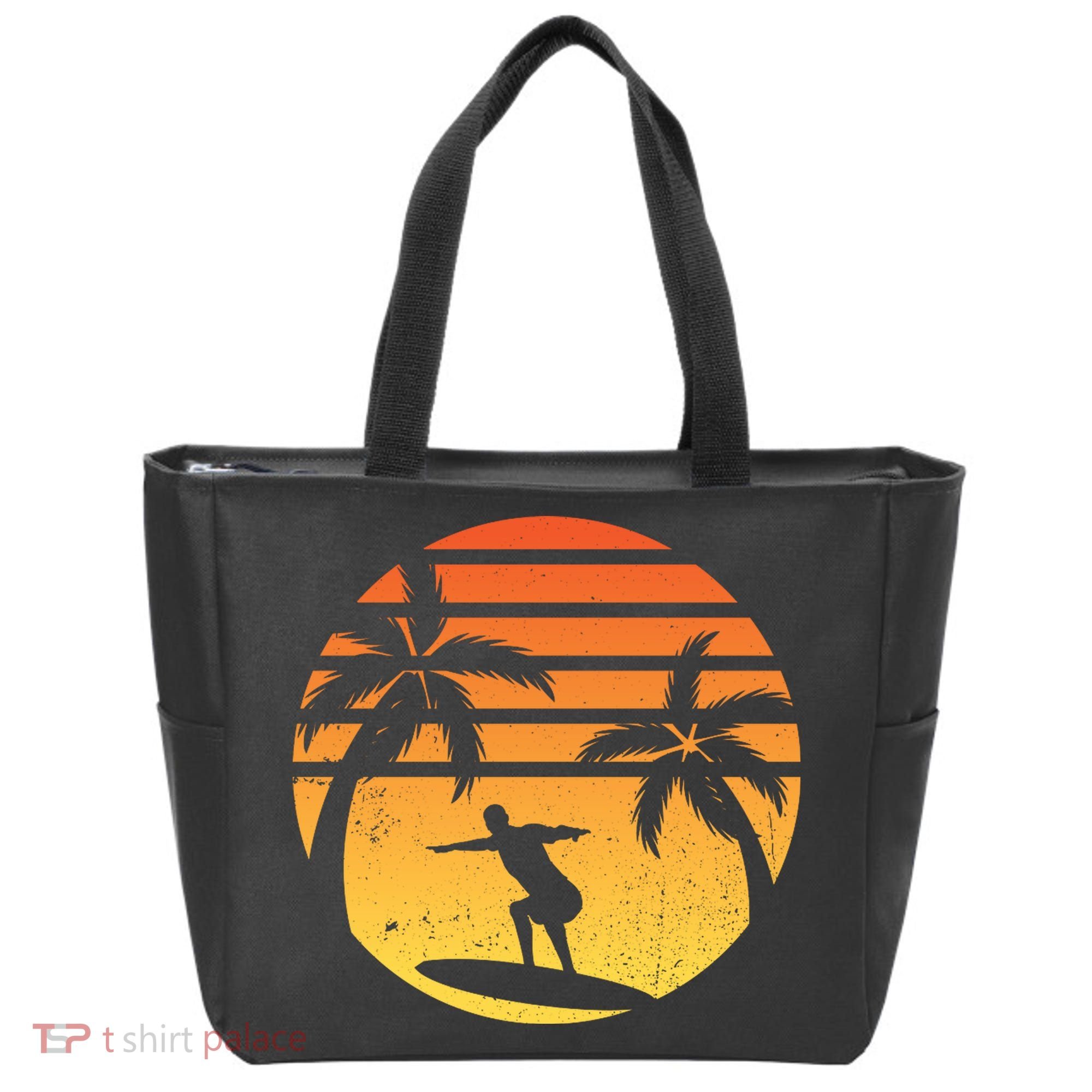 Summer Surf Sunset Retro Tote Bag