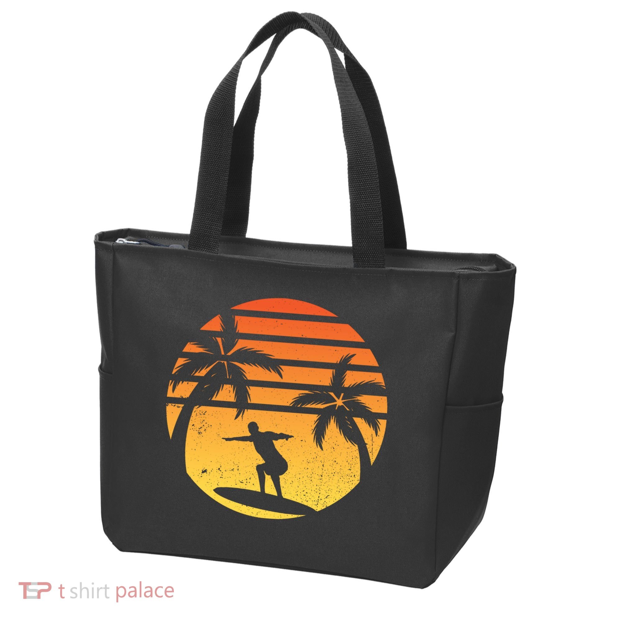 Summer Surf Sunset Retro Tote Bag