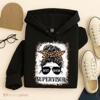 Shit Show Supervisor  Casual Messy Bun Bleached Hoodie thumb 4
