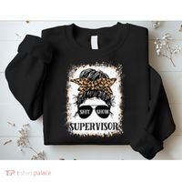 Shit Show Supervisor  Casual Messy Bun Bleached Sweatshirt thumb 2