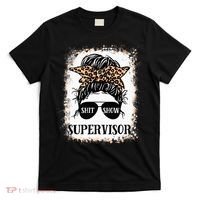 Shit Show Supervisor  Casual Messy Bun Bleached T-Shirt thumb 0
