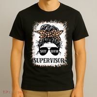 Shit Show Supervisor  Casual Messy Bun Bleached T-Shirt thumb 3