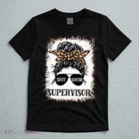 Shit Show Supervisor  Casual Messy Bun Bleached T-Shirt thumb 5
