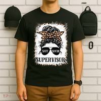 Shit Show Supervisor  Casual Messy Bun Bleached T-Shirt thumb 6