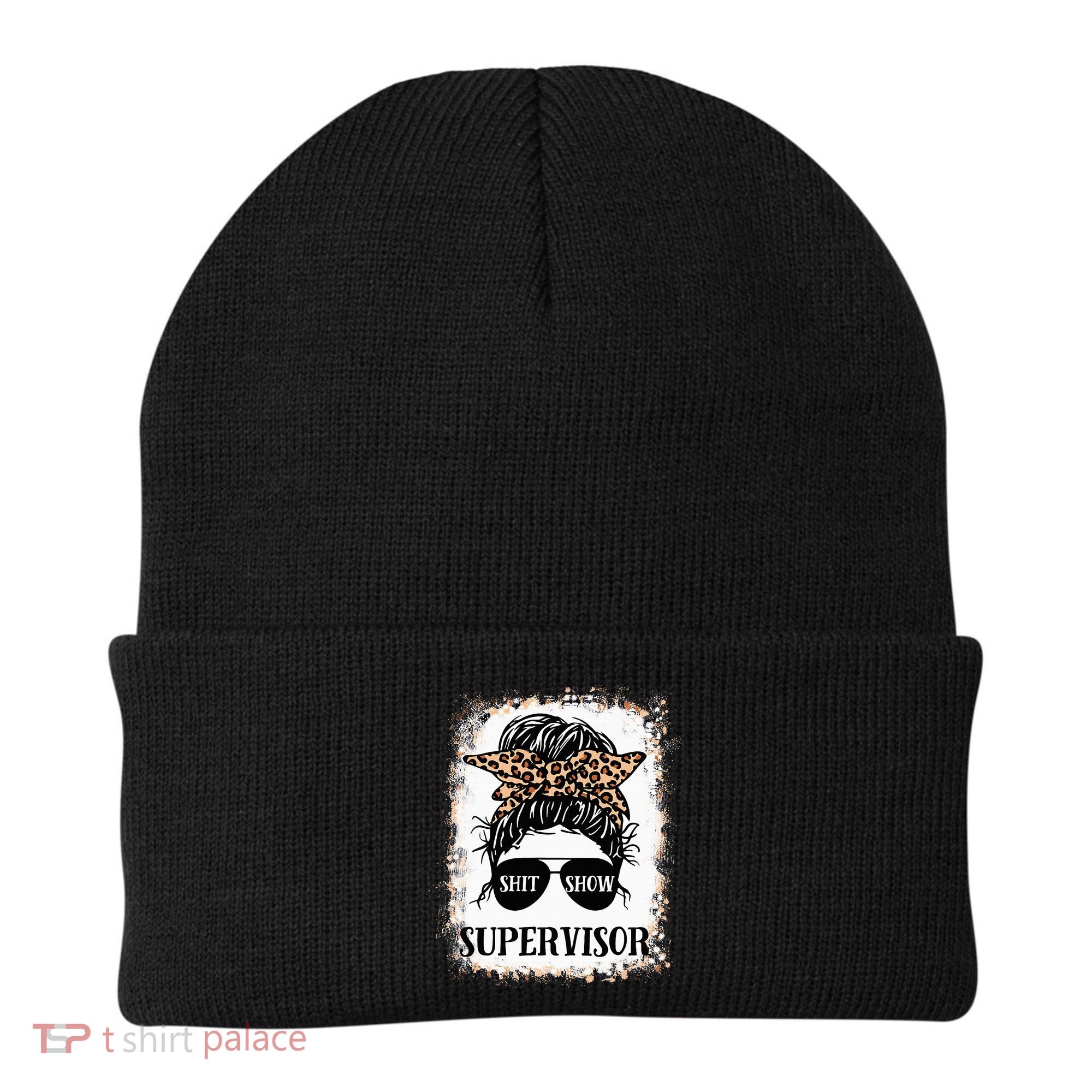Shit Show Supervisor  Casual Messy Bun Bleached Beanie