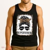 Shit Show Supervisor  Casual Messy Bun Bleached Tank Top thumb 3