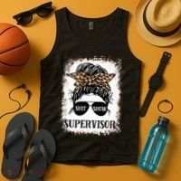 Shit Show Supervisor  Casual Messy Bun Bleached Tank Top thumb 4