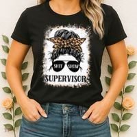 Shit Show Supervisor  Casual Messy Bun Bleached Women's T-Shirt thumb 2