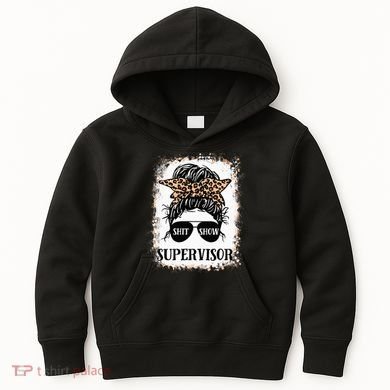 Shit Show Supervisor  Casual Messy Bun Bleached Kids Hoodie
